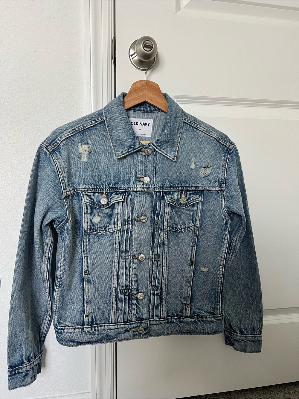 Old Navy Light Blue Distressed Denim Jacket